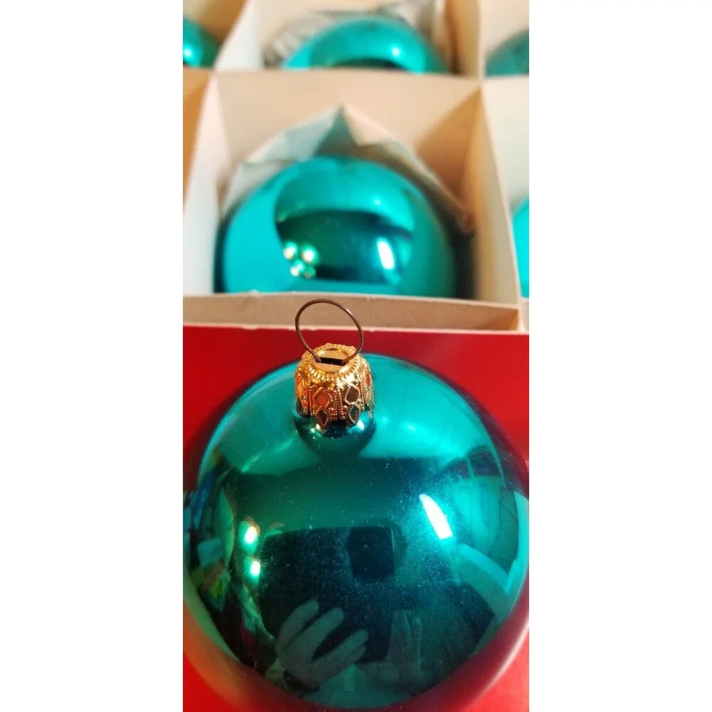 Vintage Glass Holiday Ornaments West Germany Original Box Approx. 3